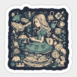 Modern Alice in Wonderland Drawing Sticker